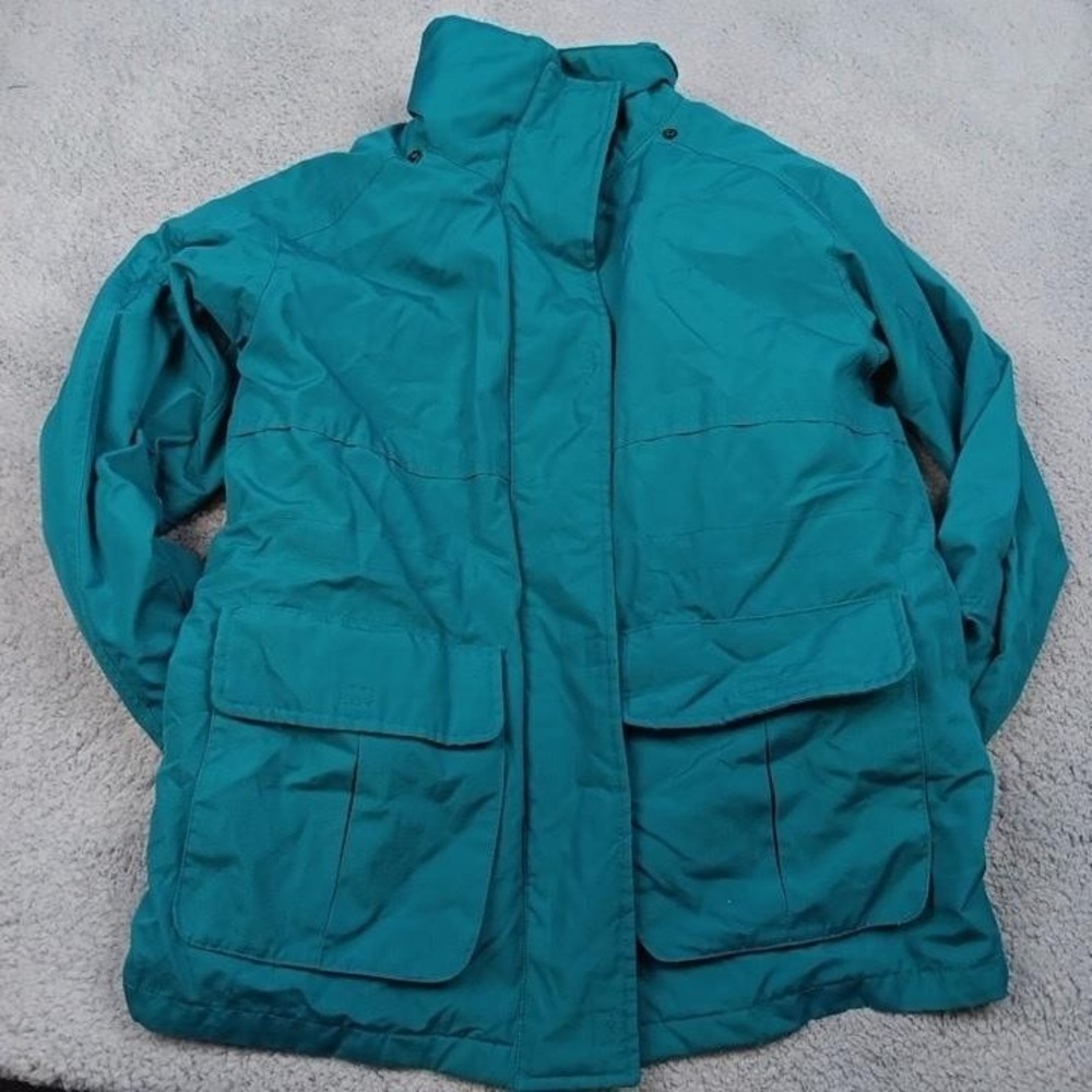 Vintage‎ London Towne Jacket Womens Medium Teal Green Field Coat Parka Style 90s